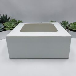 กล่องเค้ก 2 ปอนด์ ทรงมาตรฐาน ขาวล้วน แพค10ใบ(0774) ขนาด24.5x24.5x10 ซม.