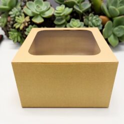 กล่องเค้ก 2 ปอนด์ ทรงสูง คราฟท์น้ำตาล แพค10ใบ(0811) ขนาด24.5x24.5x15 ซม.