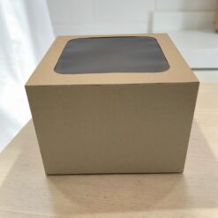 กล่องเค้ก 1 ปอนด์ ทรงสูง คราฟท์น้ำตาล แพค10ใบ(0750) ขนาด20.5x20.5x15 ซม.