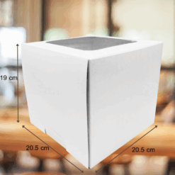 กล่องเค้ก1 ปอนด์ ขาวล้วน ทรงสูงพิเศษ19 ซม. แพค10ใบ(1719) ขนาด20.5x20.5x19 ซม.