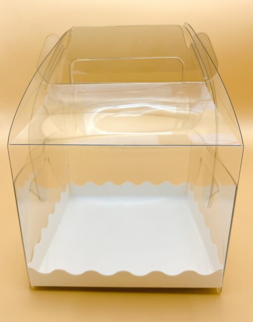 กล่องเค้กใสครึ่งปอนด์ มีหูหิ้วพร้อมฐานรอง ขนาด 15x15x12 ซม.(1ชิ้น/แพค) 2553 - Image 2
