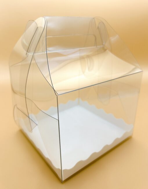 กล่องเค้กใสครึ่งปอนด์ มีหูหิ้วพร้อมฐานรอง ขนาด 15x15x12 ซม.(1ชิ้น/แพค) 2553 - Image 3