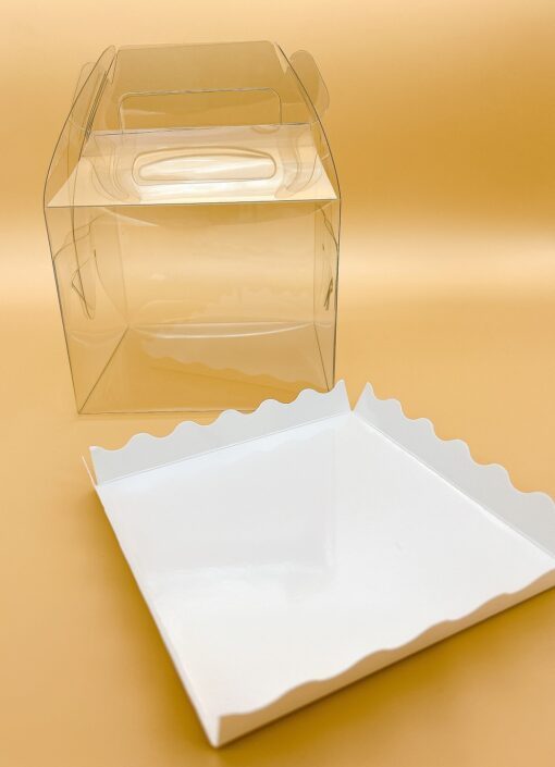 กล่องเค้กใสครึ่งปอนด์ มีหูหิ้วพร้อมฐานรอง ขนาด 15x15x12 ซม.(1ชิ้น/แพค) 2553 - Image 6